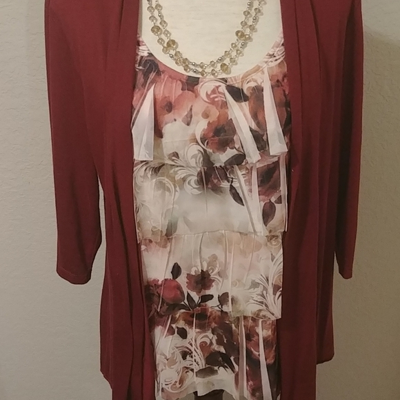 Gorgeous One Piece Cardigan Ruffle Blouse Top - Picture 2 of 4